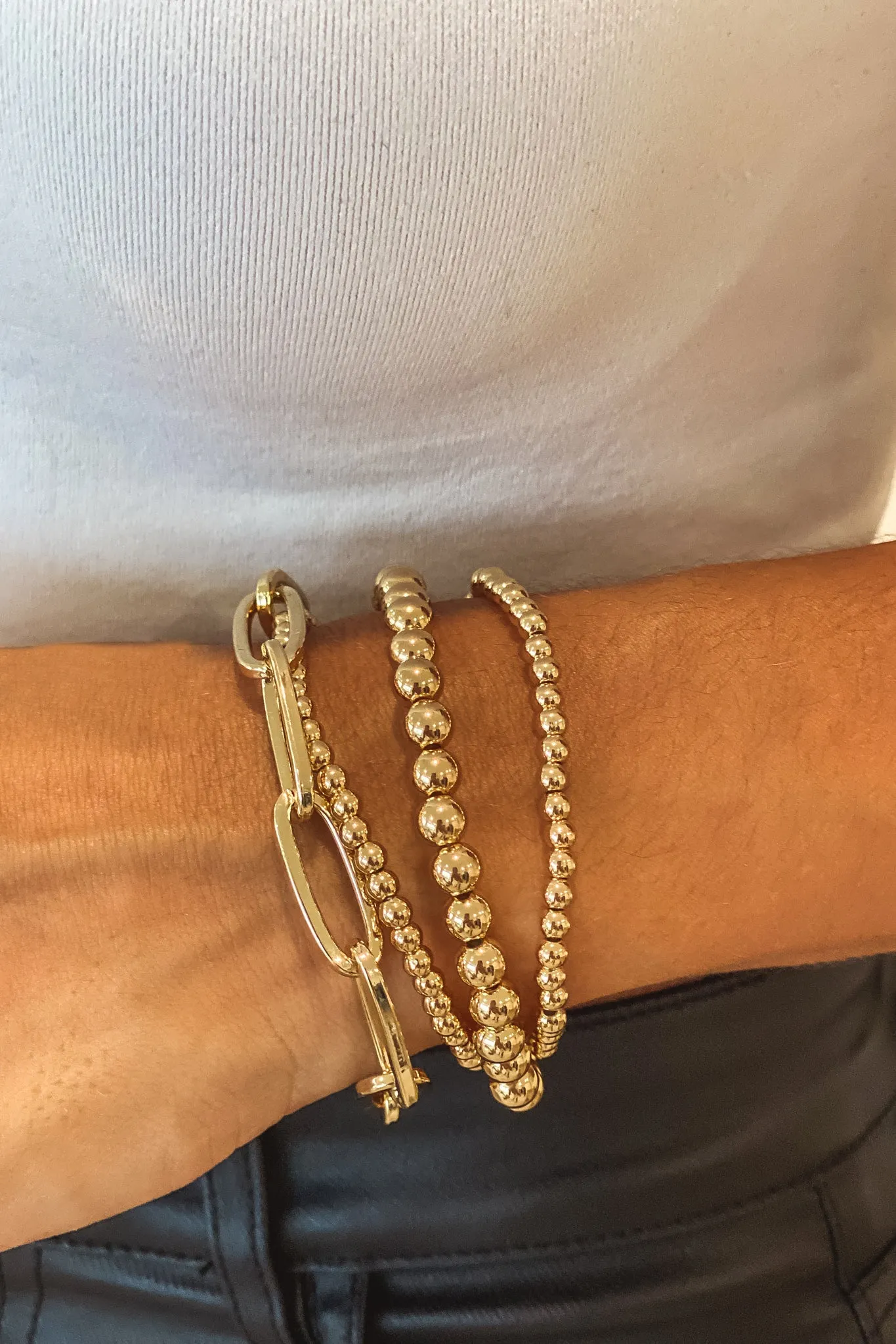 Gold Four Row Bracelet Set