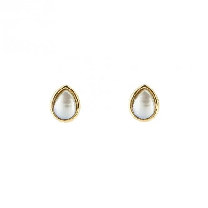 Gold Plated Birthstone June Cabochon Pearl Earrings E6207