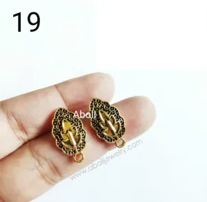 Golden leaf shaped stud components metal earrings findings ESG19