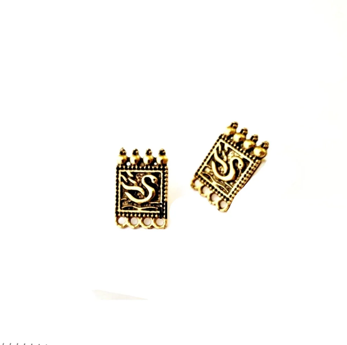 Golden swan stud components metal earrings findings ESG06