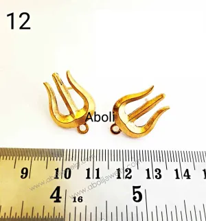 Golden trident stud components trishul Shiva Trishul metal earrings findings ESG12