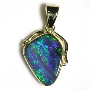 Green and blue solid boulder opal pendant