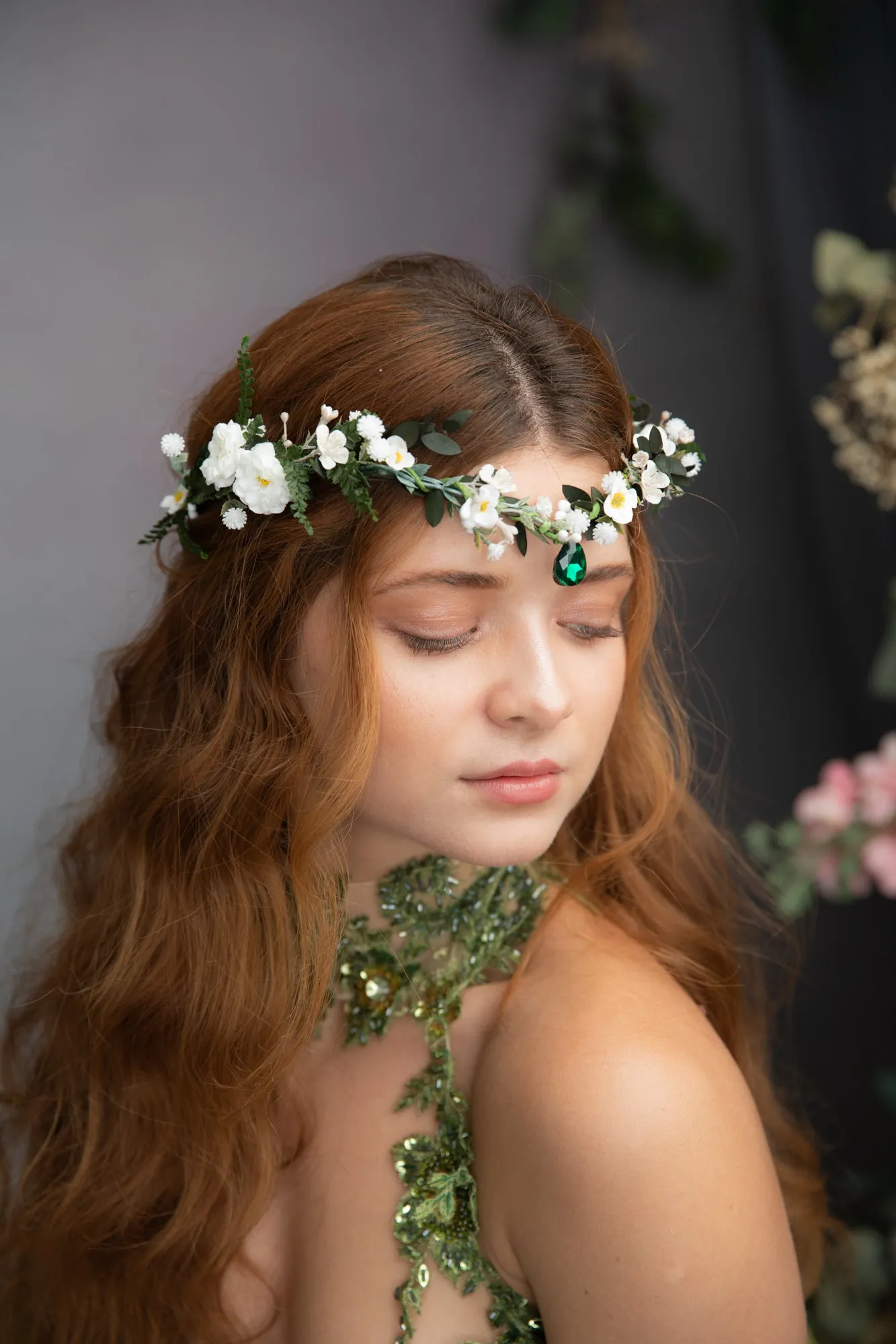 Greenery romantic elven tiara