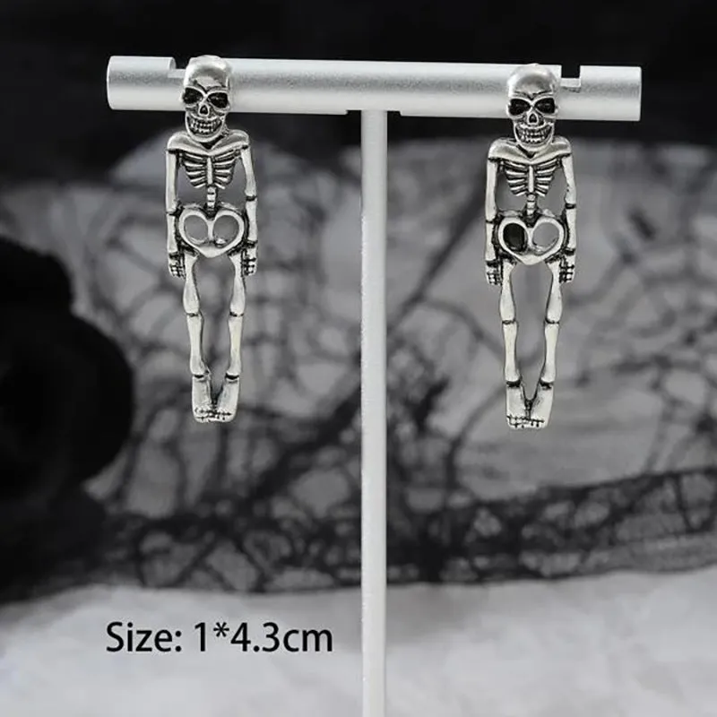 Halloween Earrings Skull Simulation Human Skeleton Detachable Stud Earrings