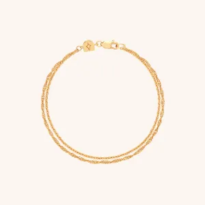 Illusion Twist Double Chain Bracelet in Gold