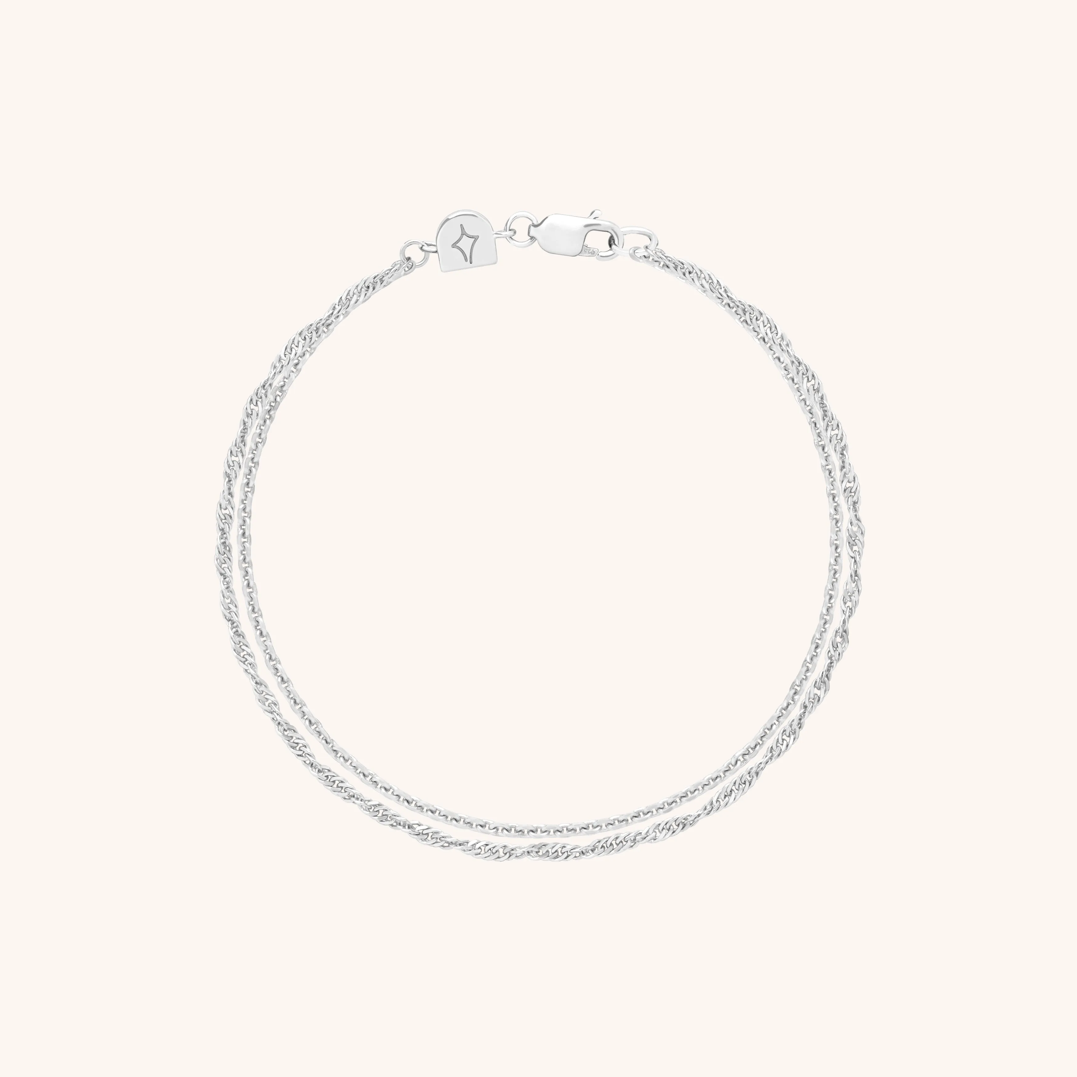 Illusion Twist Double Chain Bracelet in Silver