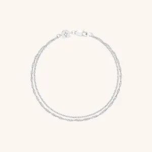 Illusion Twist Double Chain Bracelet in Silver