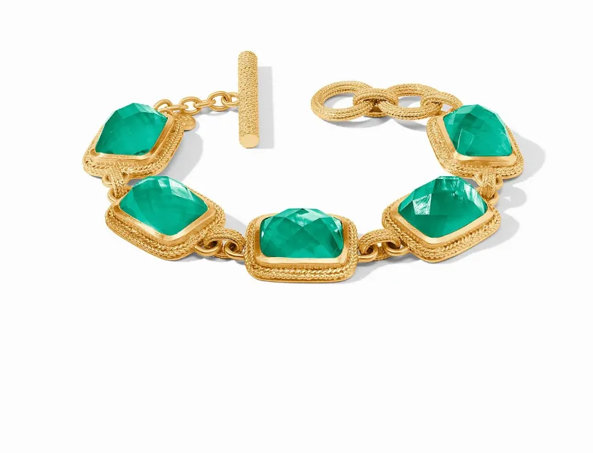 Julie Vos Cheval Stone Bracelet Iridescent Emerald Green