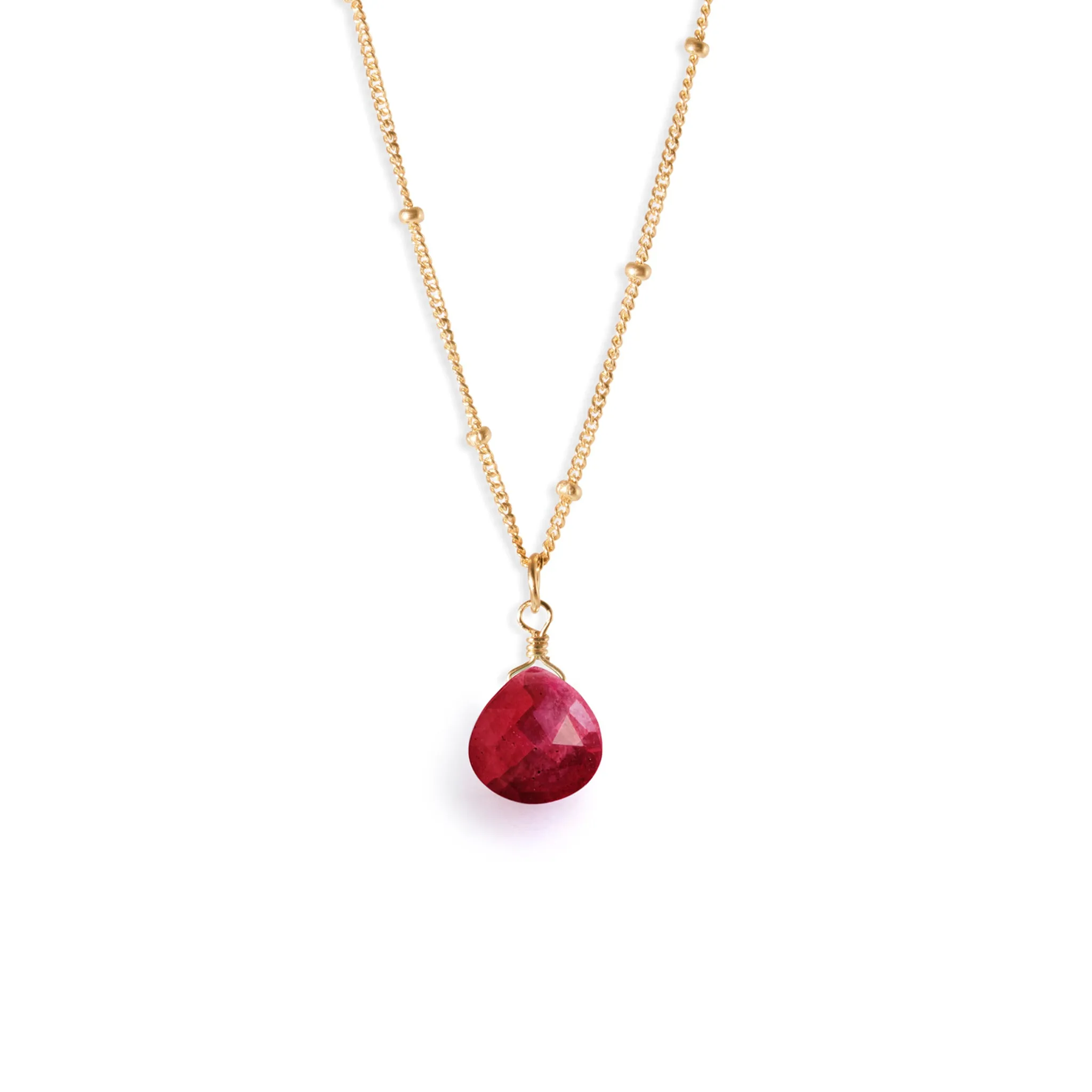 July Ruby Birthstone Pendant Necklace