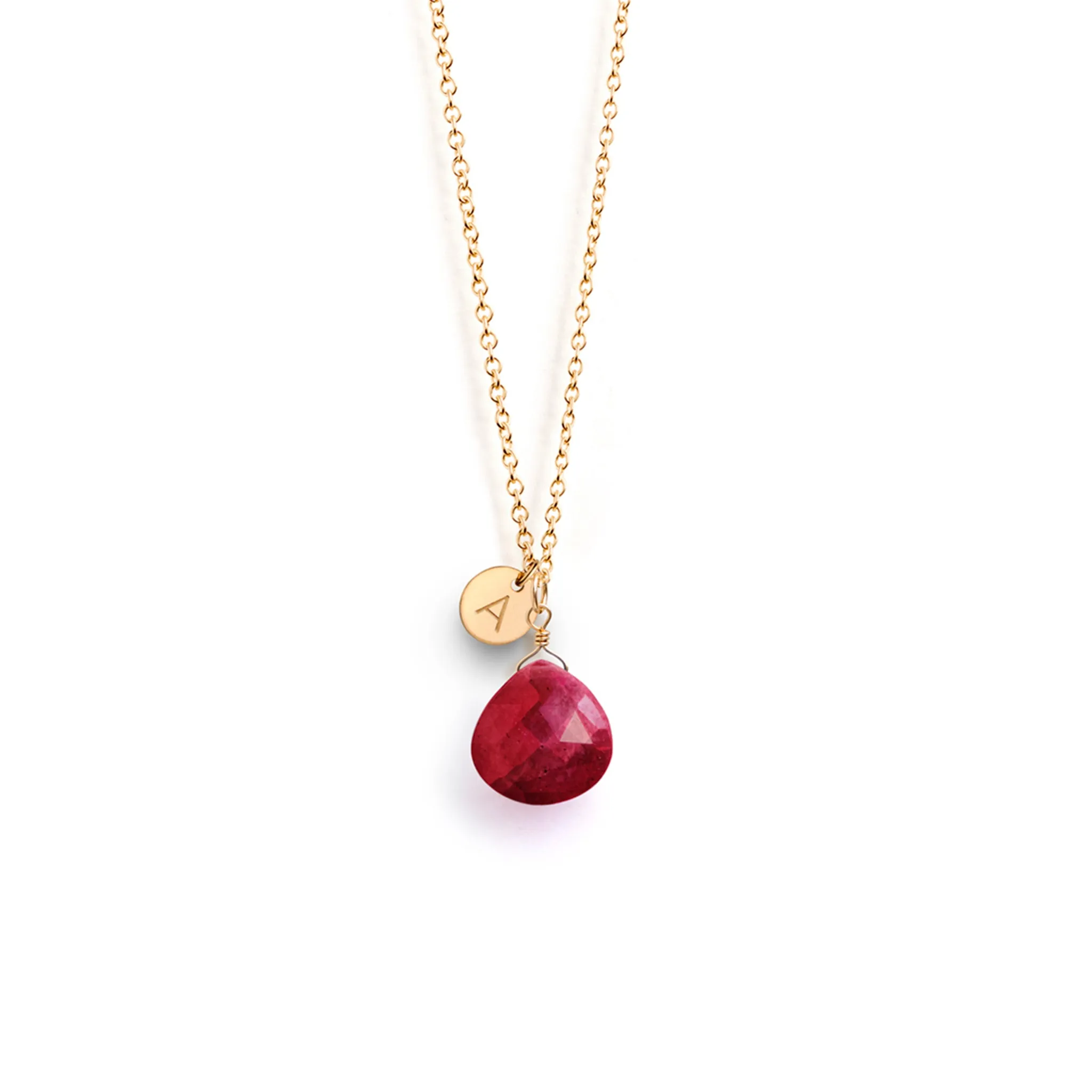 July Ruby Birthstone Pendant Necklace