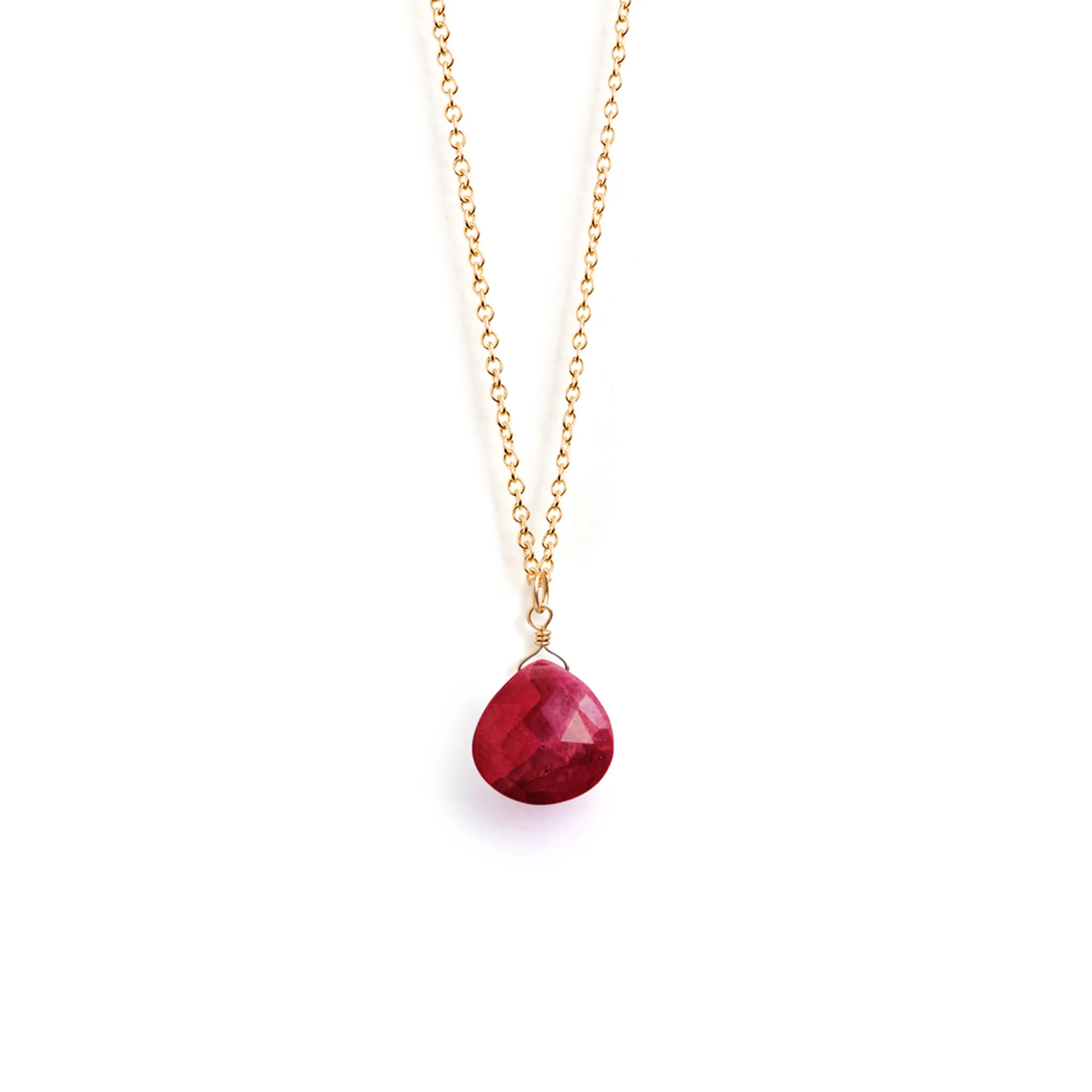 July Ruby Birthstone Pendant Necklace