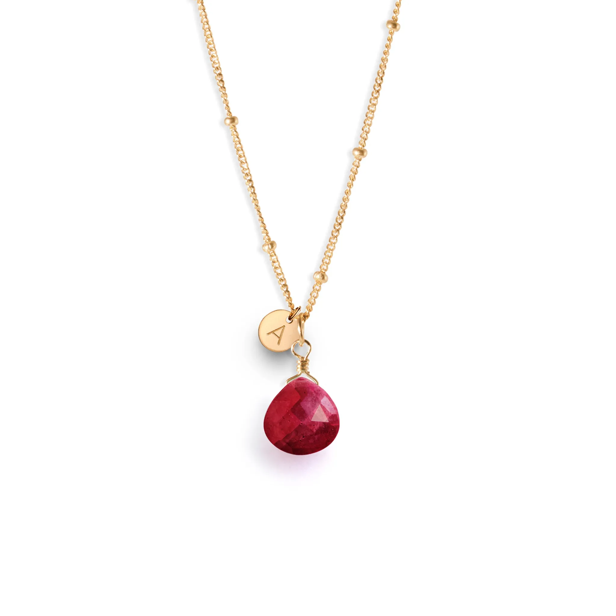 July Ruby Birthstone Pendant Necklace