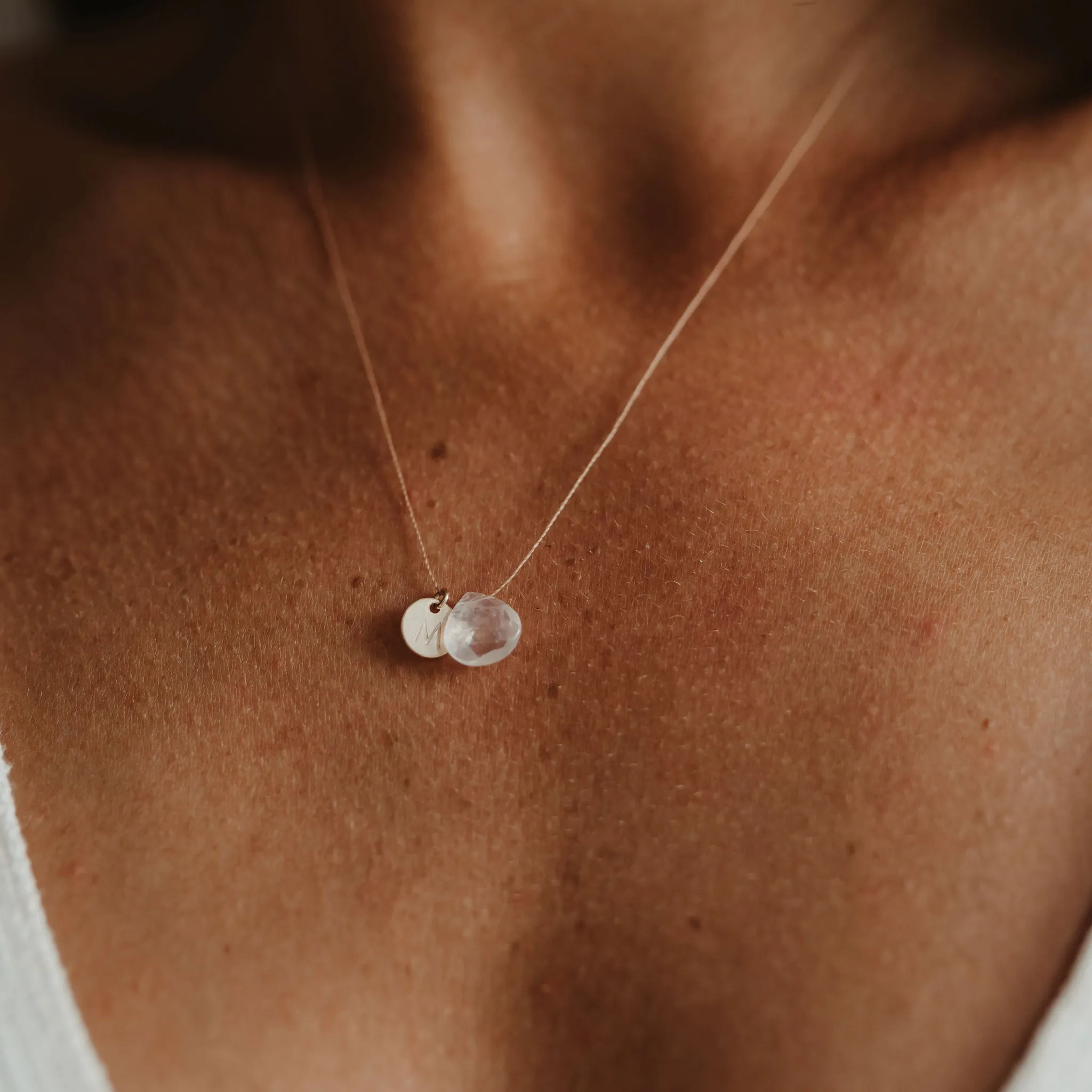 June Moonstone Fine Cord Birthstone Necklace