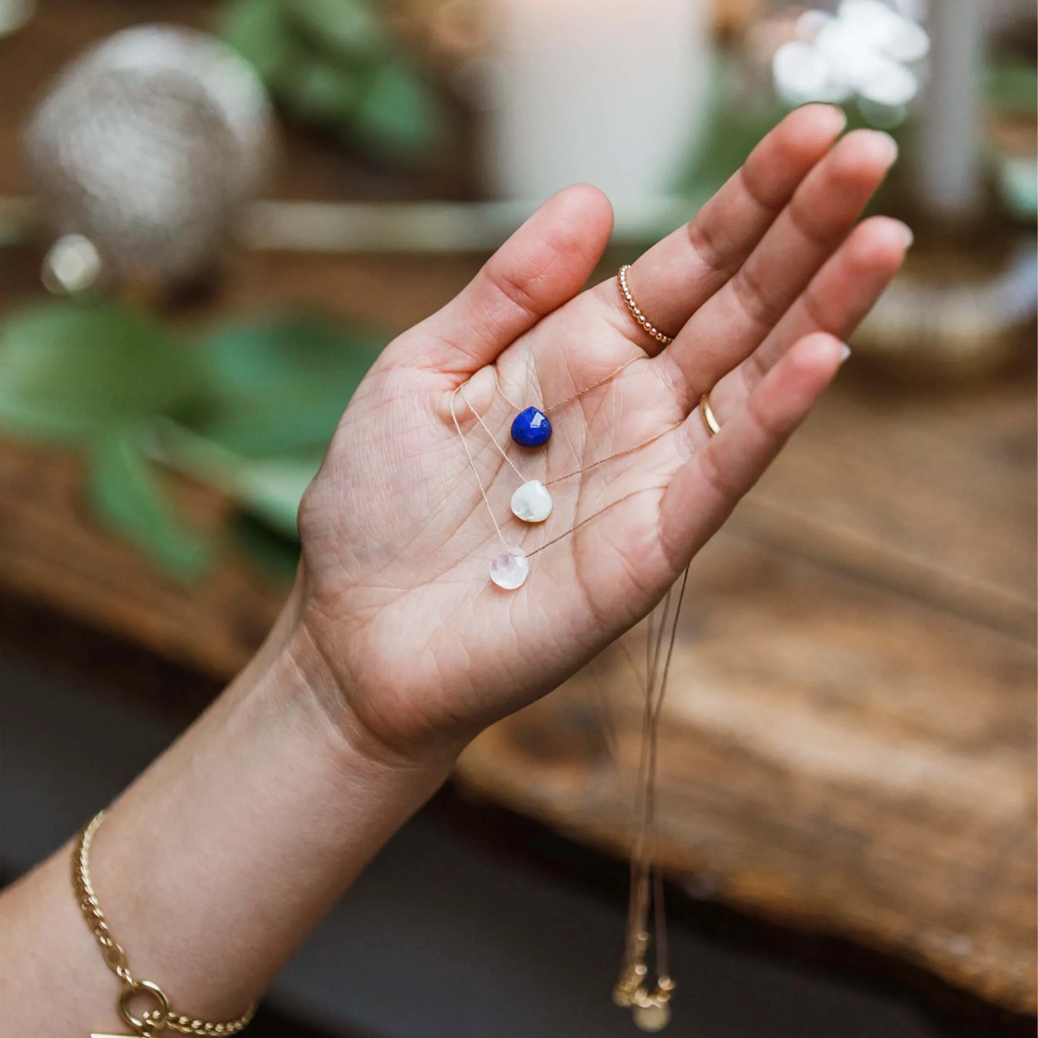 June Moonstone Fine Cord Birthstone Necklace