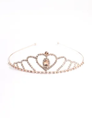 Kids Rose Gold Heart Tiara Headband