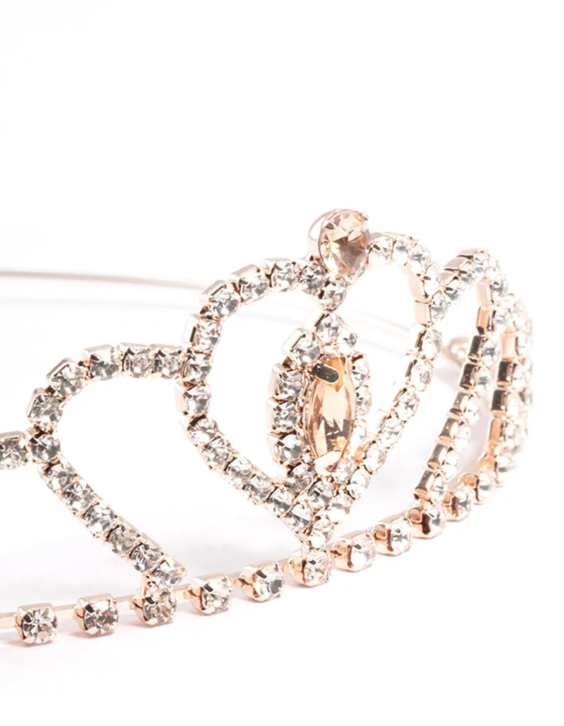 Kids Rose Gold Heart Tiara Headband