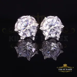 King of Bling's Men's/Womens 925 Silver White 1.50 ct VVS 'D' Moissanite Round Stud Earrings