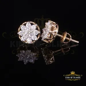 King  of Bling's Men's/Women's 925 Silver Yellow 0.50ct VVS 'D' Moissanite Round Stud Earrings