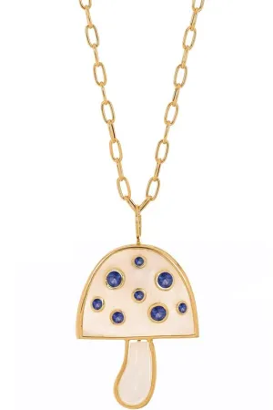 Large Moonstone Sapphire Mushroom Necklace