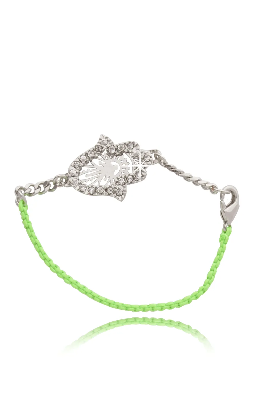 LK DESIGNS HAMSA Neon Green Cord Bracelet