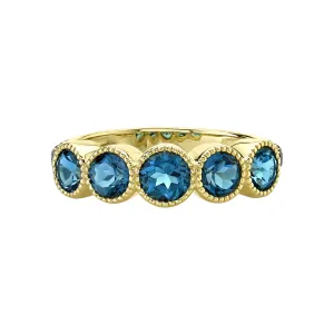 London Blue Topaz and Blue Diamond Band Ring