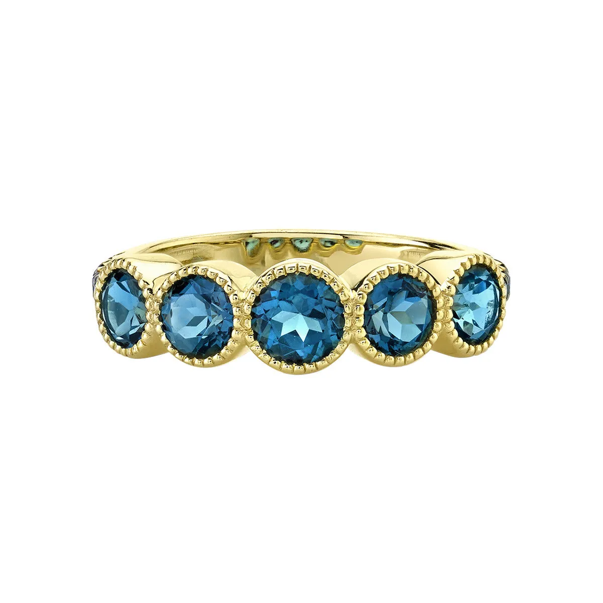 London Blue Topaz and Blue Diamond Band Ring