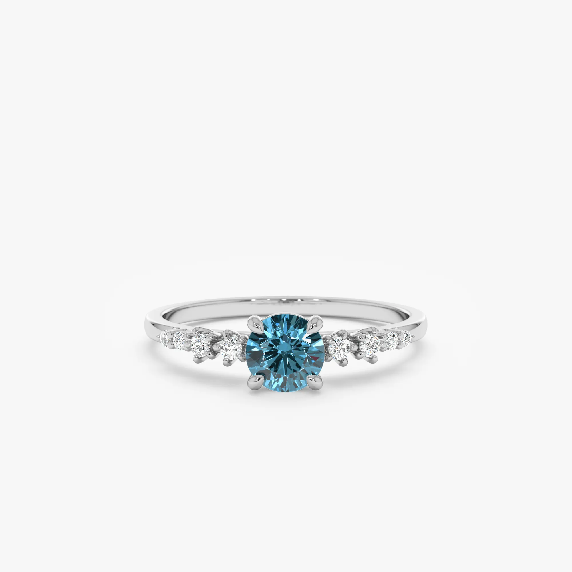 London Blue Topaz Diamond Engagement Ring, Aqua