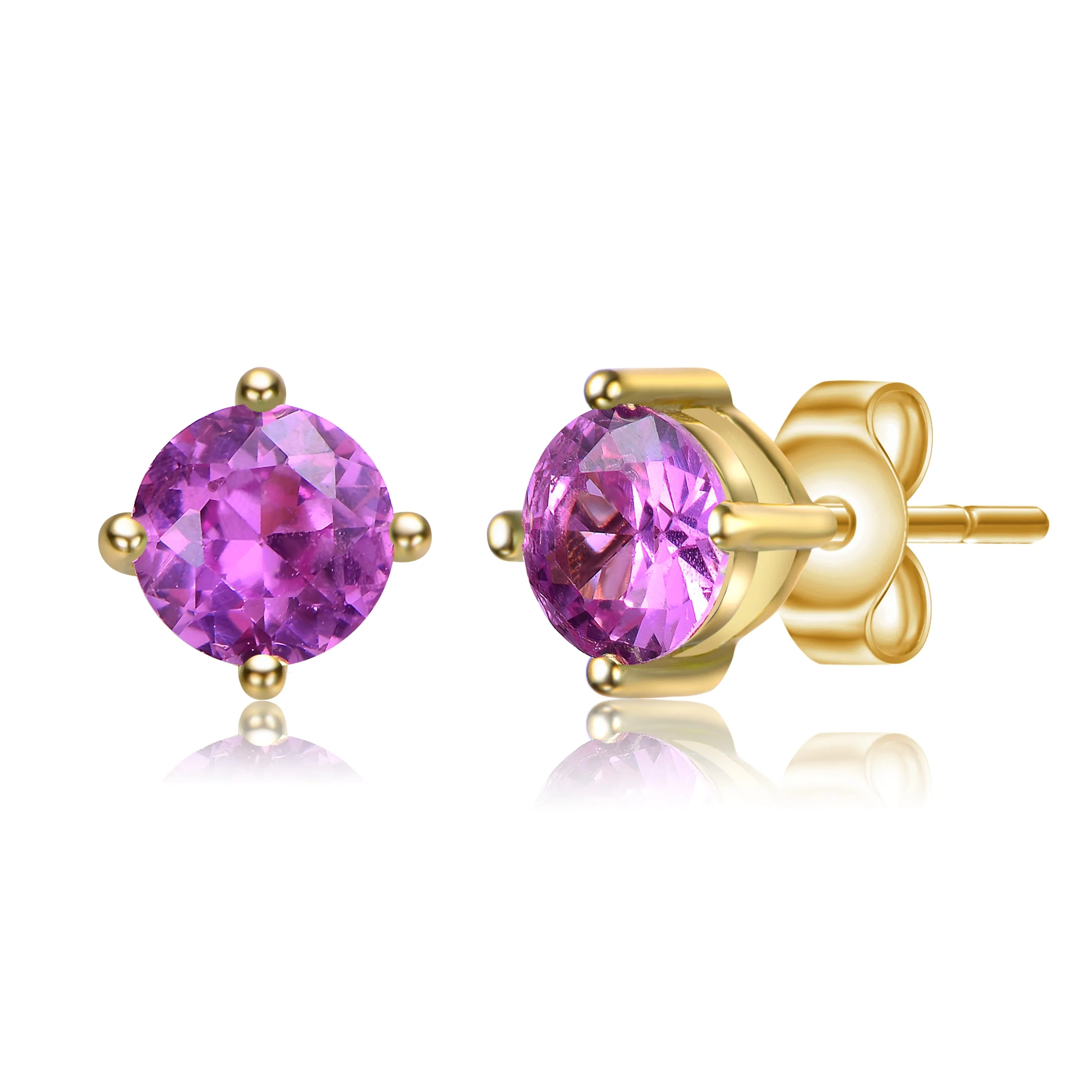 Marie Baby/Kids Amethyst-Purple February Birthstone Solitaire Earrings