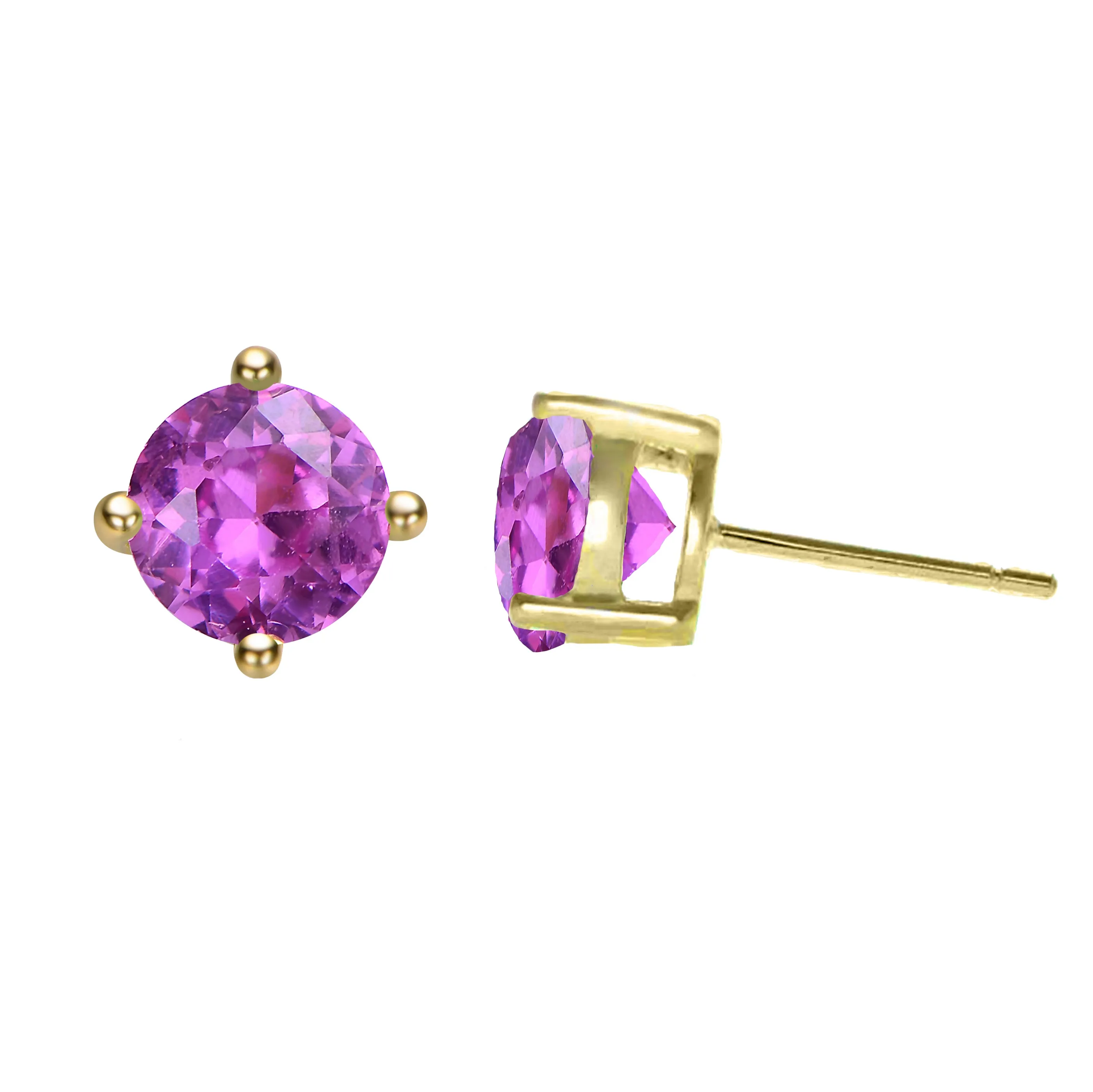 Marie Baby/Kids Amethyst-Purple February Birthstone Solitaire Earrings