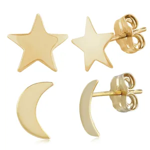 Moon & Star Stud Earrings