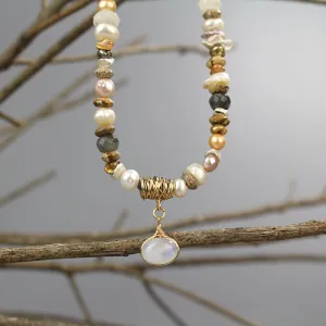 Moonstone Pearl Statement Eye Necklace