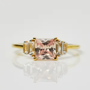 Morganite and White Topaz Deco Ring