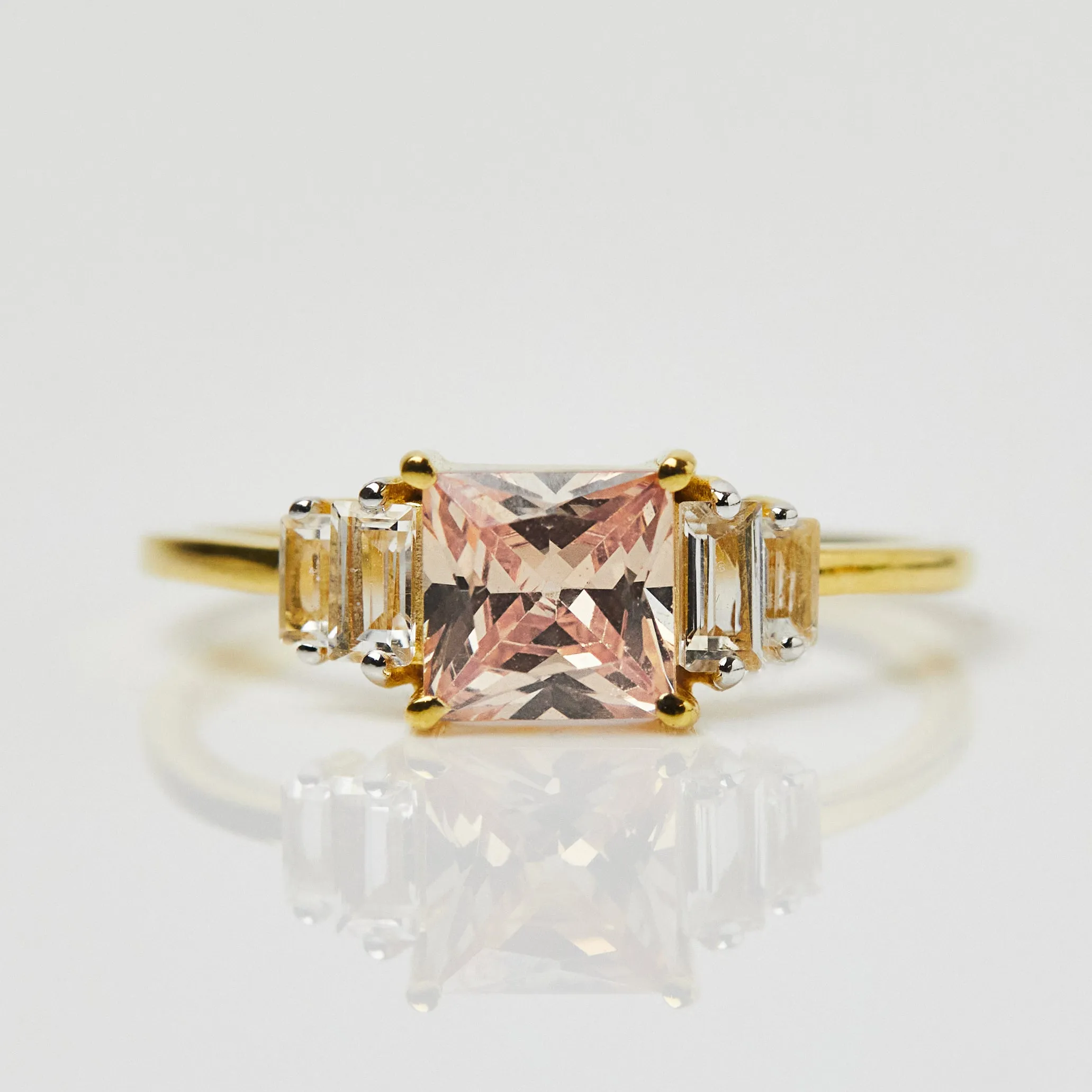 Morganite and White Topaz Deco Ring