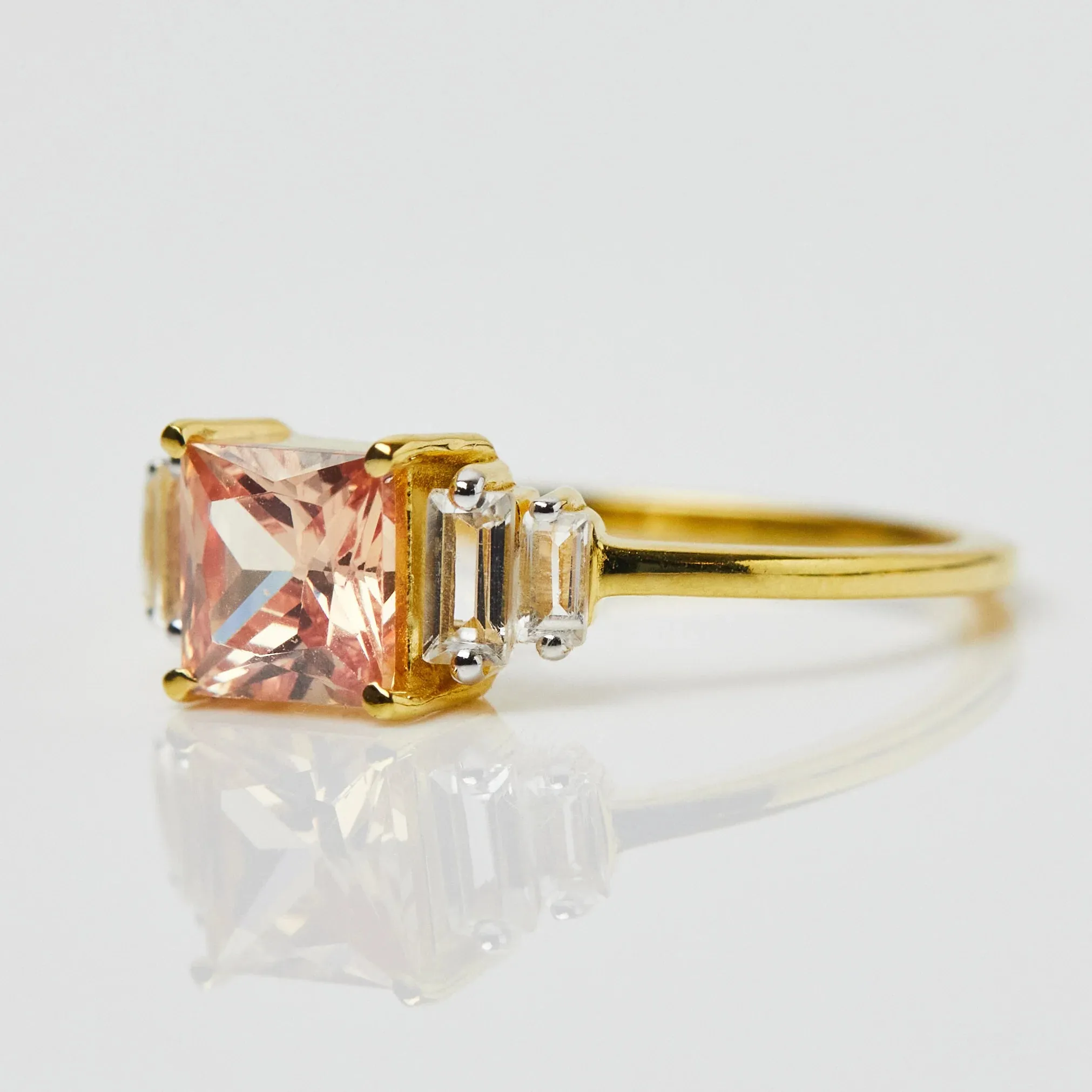 Morganite and White Topaz Deco Ring