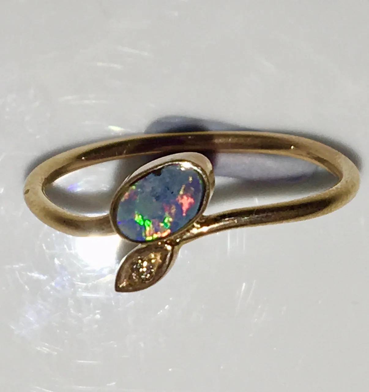 Multi Coloured  solid  boulder opal from Quilpie , 10K Ring