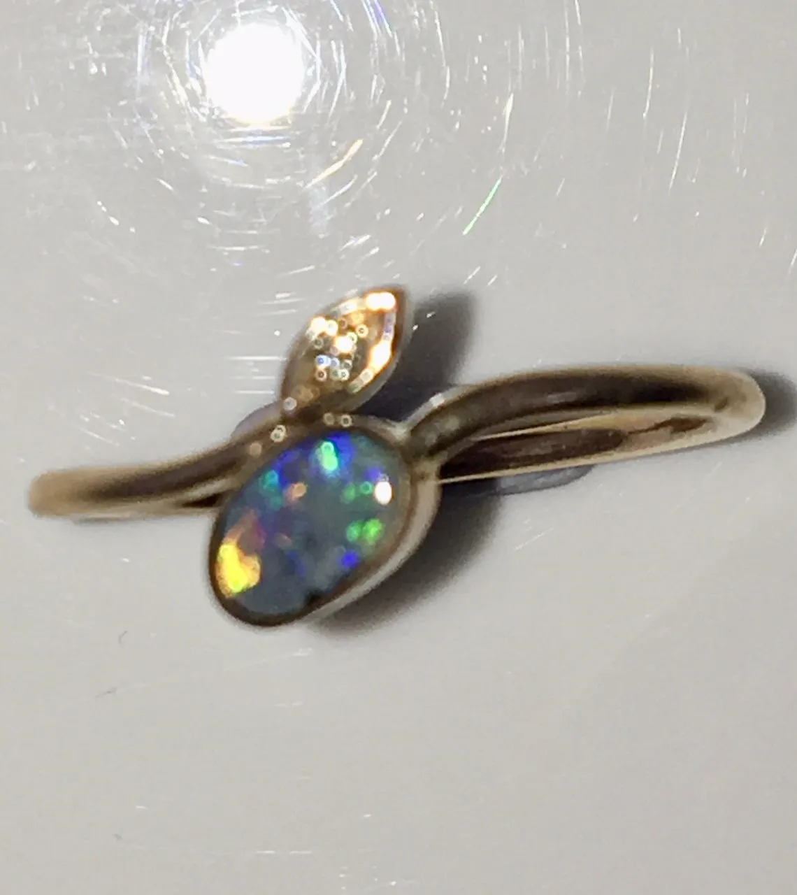 Multi Coloured  solid  boulder opal from Quilpie , 10K Ring