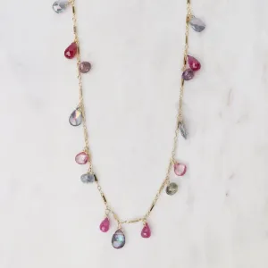 Mystic Topaz & Ruby Rain Fall Magnetic Clasp Necklace