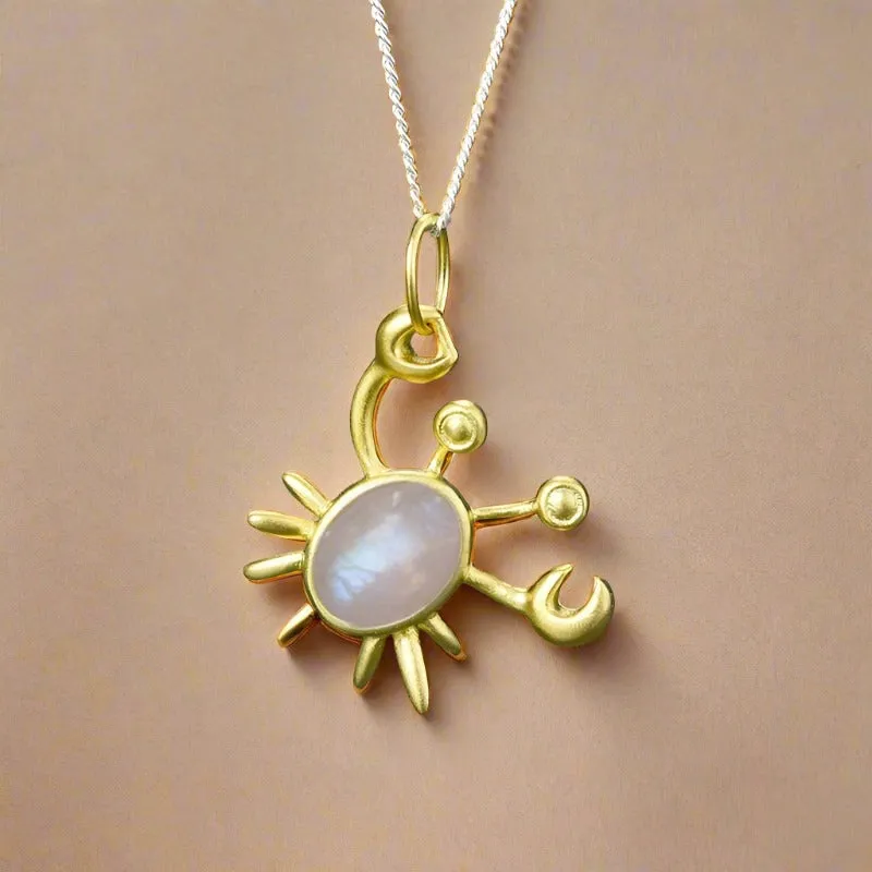 Natural Moonstone Mr. Crab Necklace