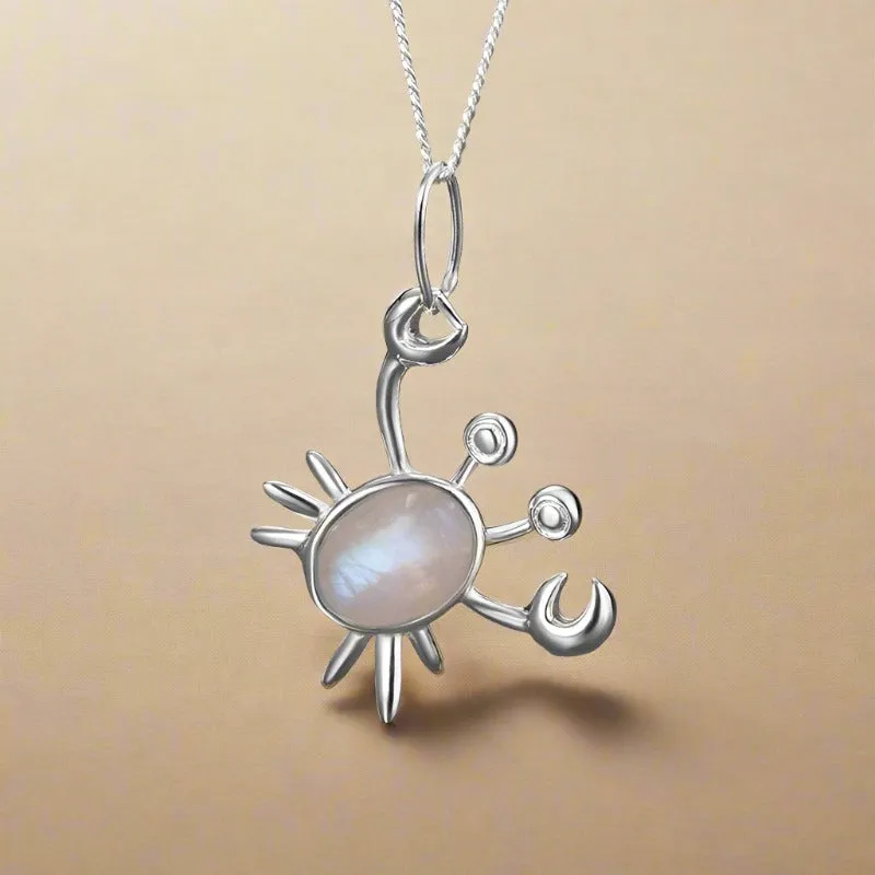 Natural Moonstone Mr. Crab Necklace