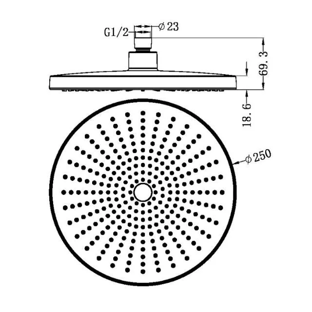 Nero Opal 250mm Shower Head Chrome