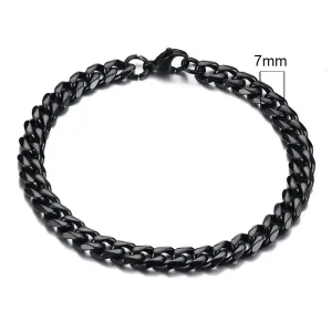 New 7mm Colorful Stainless Steel Cuban Chain Handmade Bracelet For Men Women Punk Goth Charm Hand Chain Bracelets Jewelry Gift