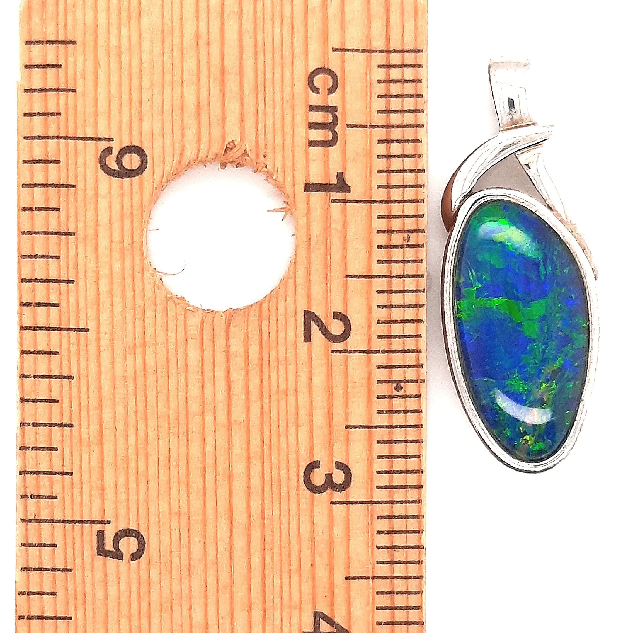 Opal & Sterling Silver Pendant Blue, Green & Red Flashes