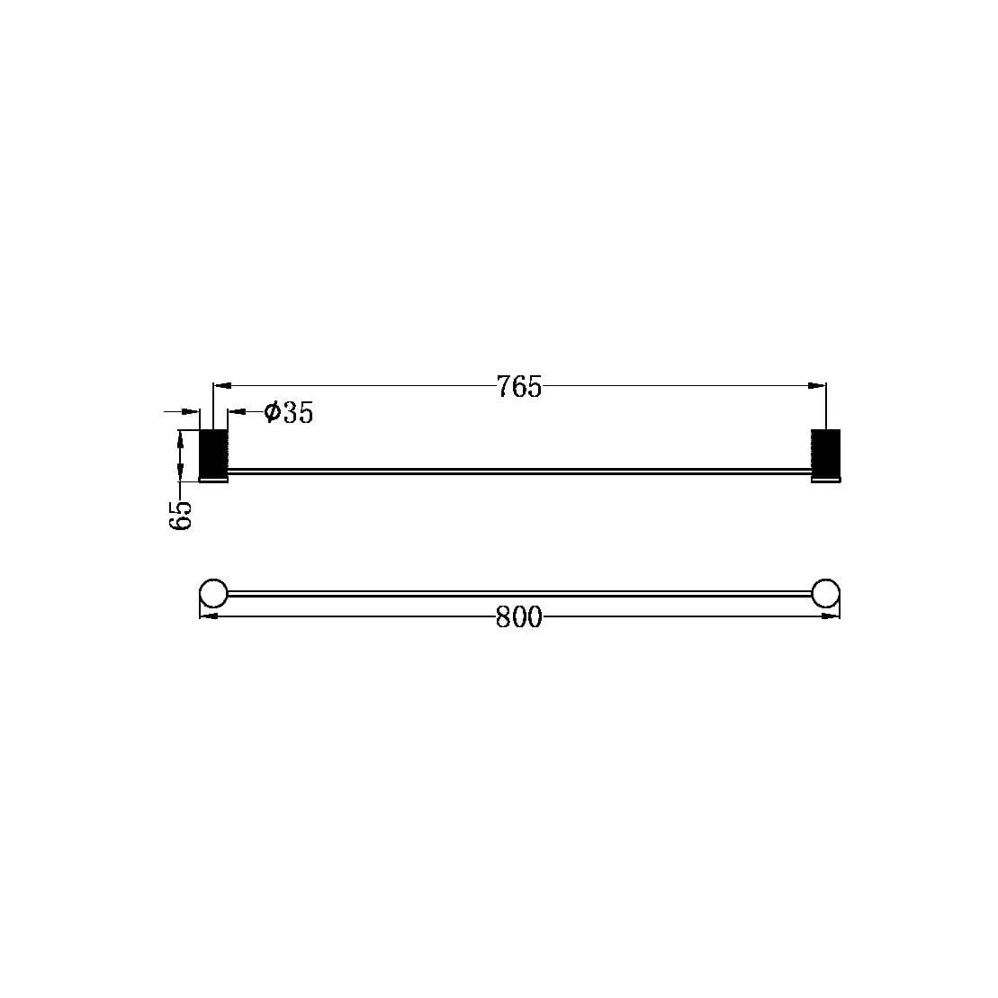 OPAL Single Towel Rail Brushed Gold 800MM NR2530BG