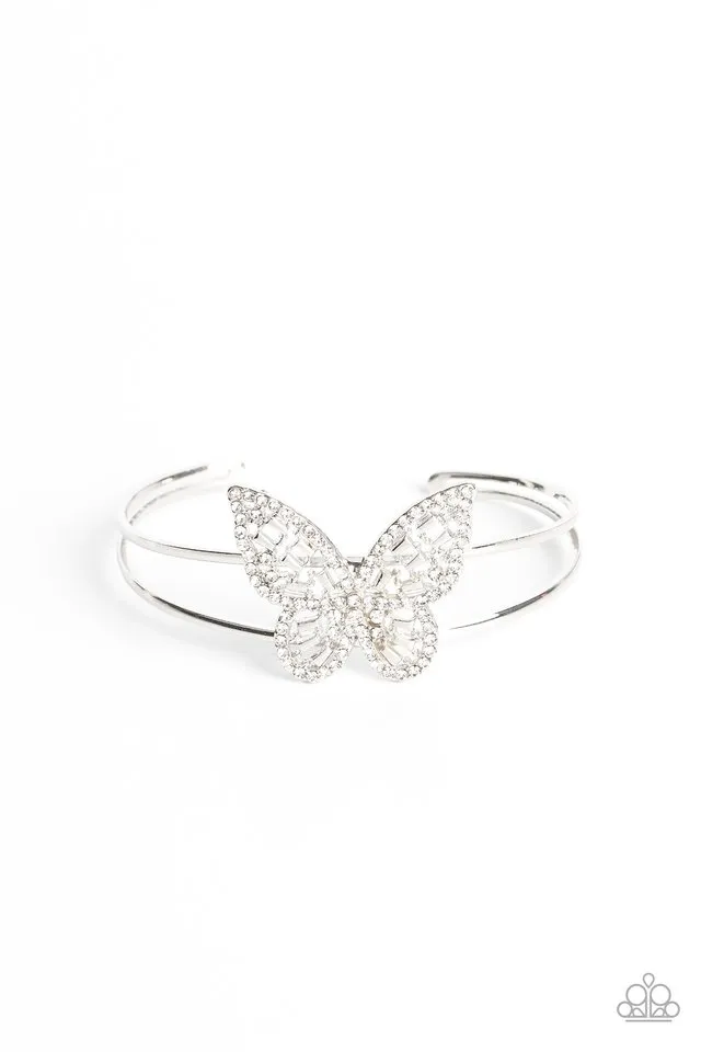 Paparazzi Bracelet ~ Butterfly Bella - White