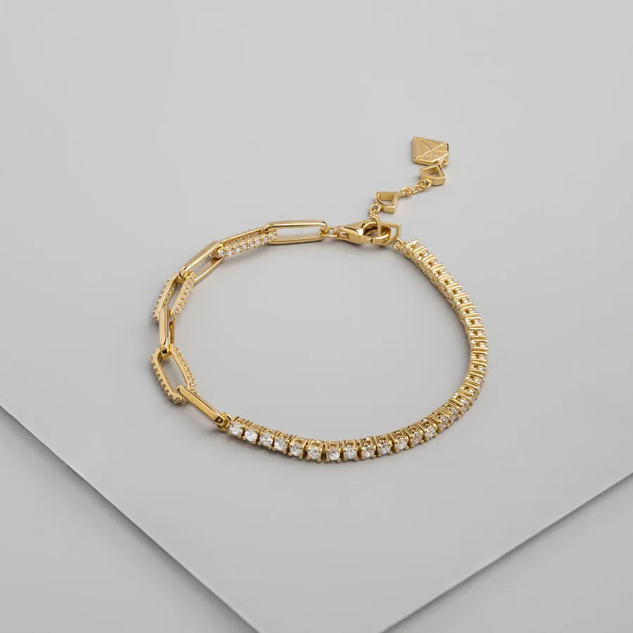 Pave Link Chain 14K Gold Vermeil Tennis Bracelet