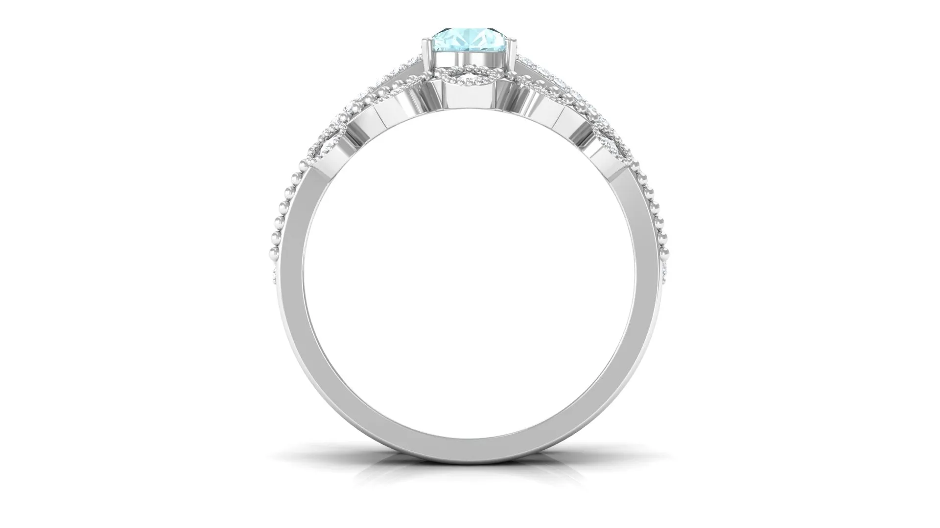 Pear Cut Real Sky Blue Topaz and Diamond Wedding Ring Set