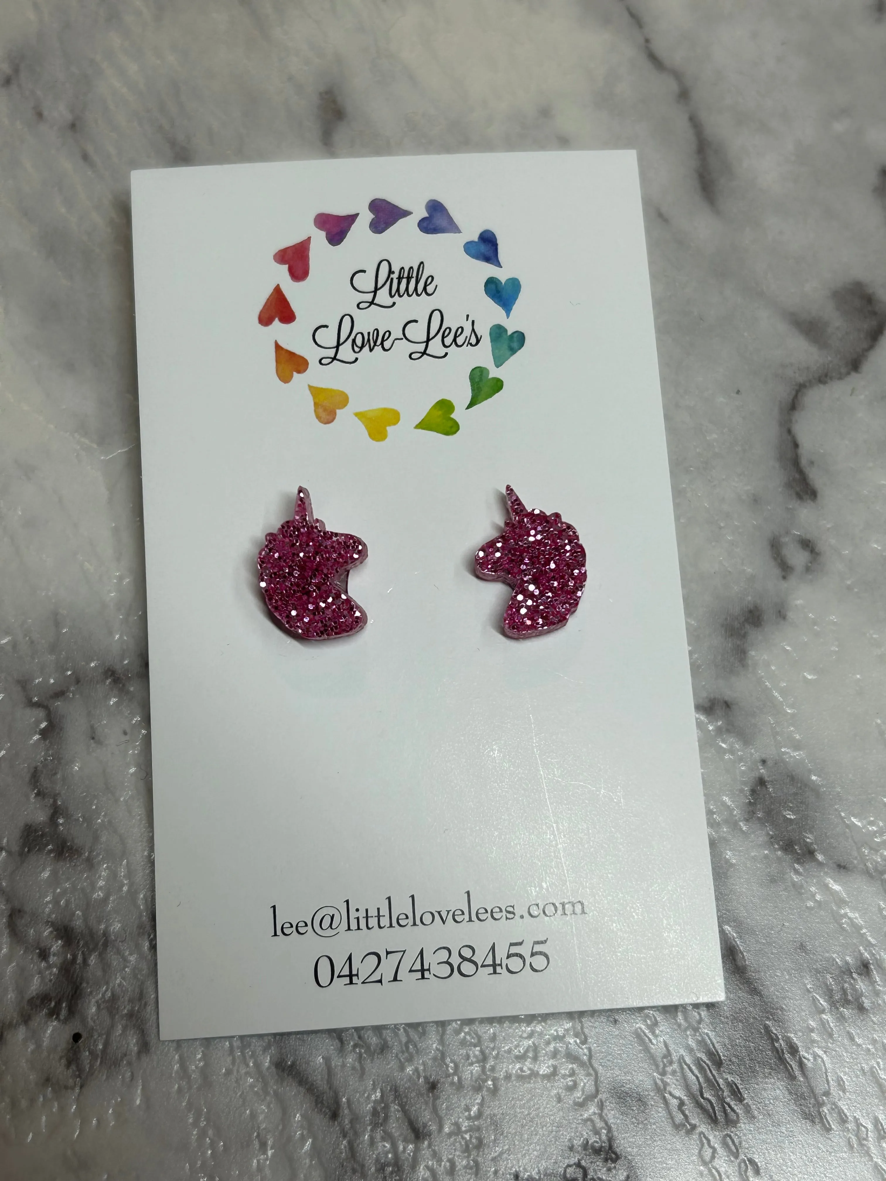 Pink Glitter Unicorn Earrings