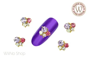 Purple Crystal Small Cluster Nail Metal Charm - 2 pcs