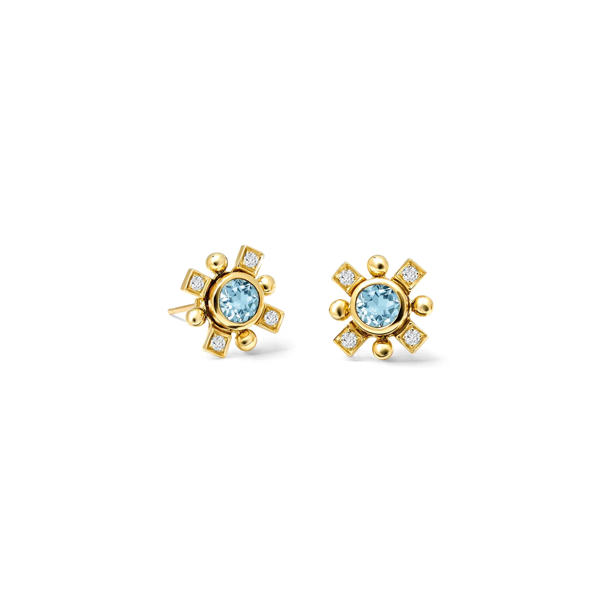 Quadro Earring Halos Yellow Gold - Diamond