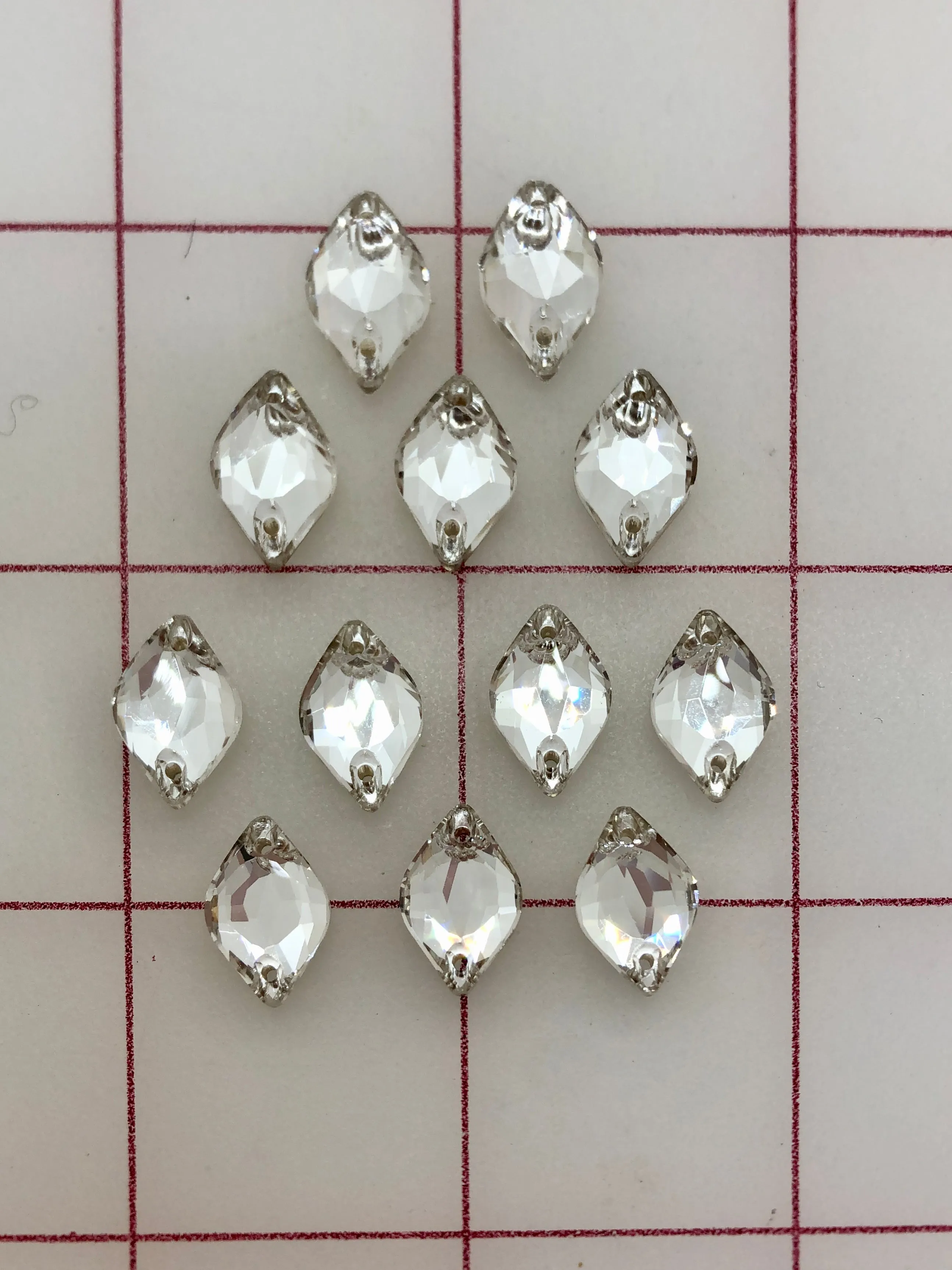 Rhinestones - 14X9mm Premium Machine-Cut Crystal Lemon-Shape Sew-On